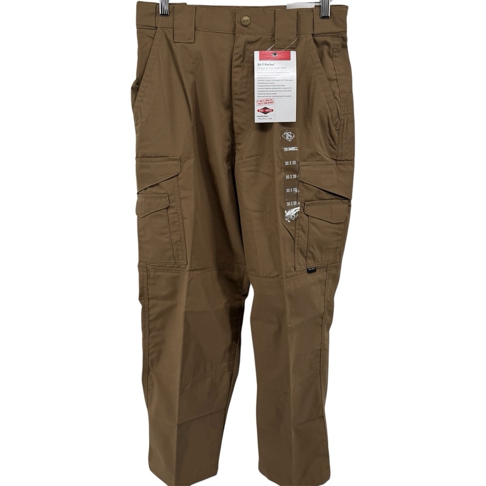 TRU SPEC NWT MENS 24-7 SERIES CLASSIC TACTICAL PANTS BROWN RIP STOP 30 X 30